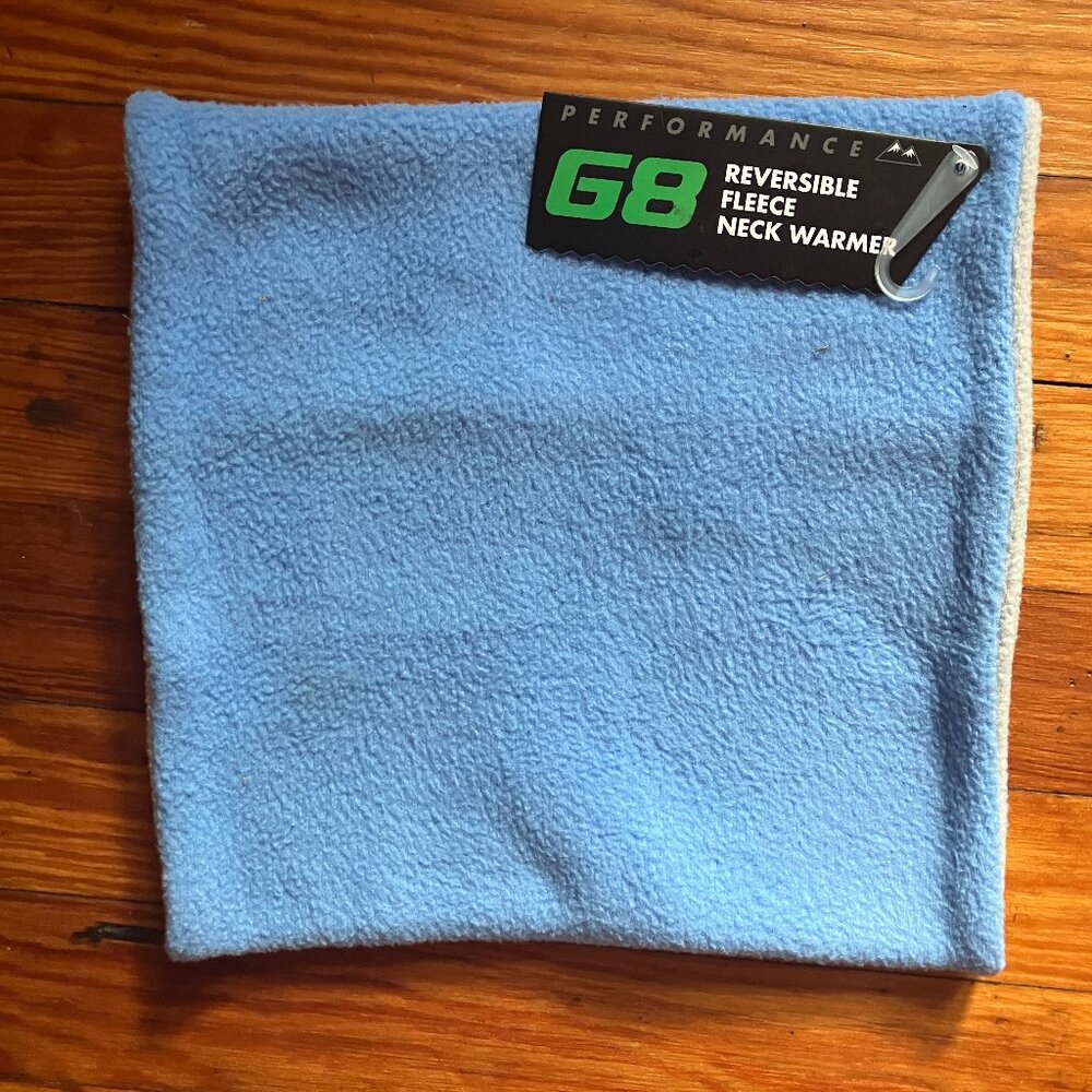NEW NWT Reversible Fleece Neck Warmer Blue One Size